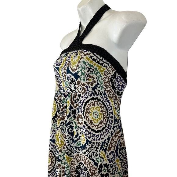 Elle Womens Halter Top Jersey Knit Stretch Knit Maxi Print Dress sz Small S - Picture 8 of 16